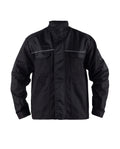 Herren-Arbeitsjacke schwarz, Stehkragen, Reißverschluss, Brust- und Seitentaschen, Reflexstreifen