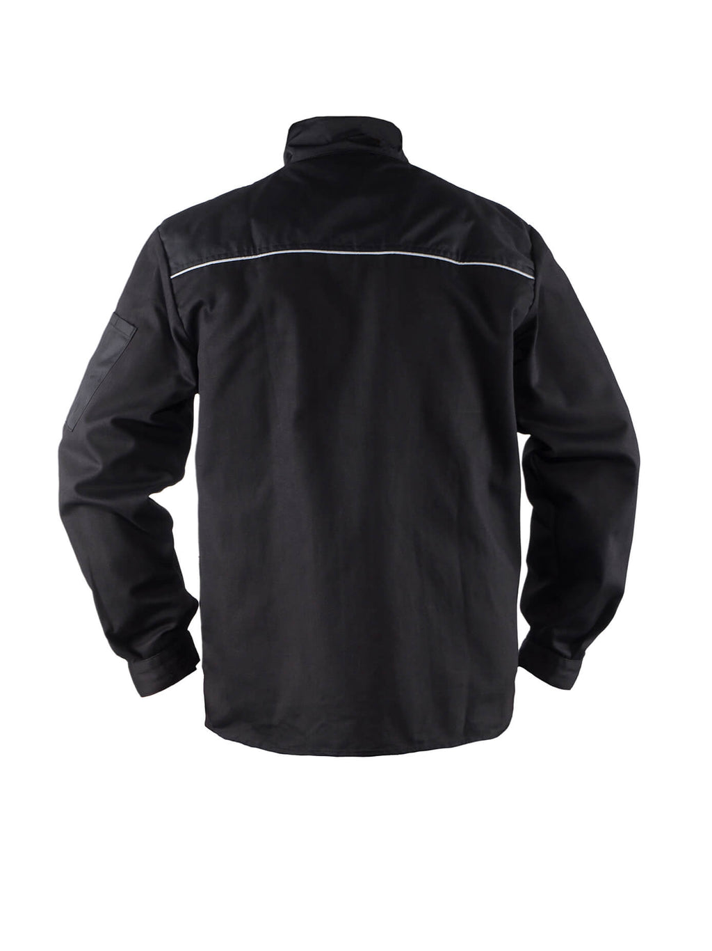 Herren-Arbeitsjacke schwarz mit Stehkragen, Reißverschluss, Reflexstreifen auf dem Rücken