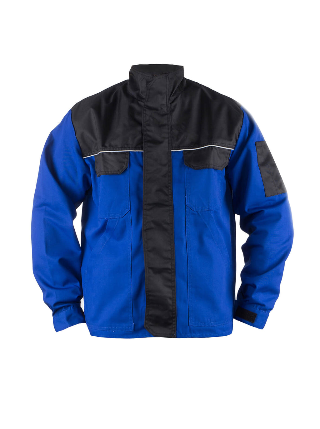 TMG Arbeitsjacke Herren, blau-schwarz, hoher Kragen, mit Frontreißverschluss und Brusttaschen