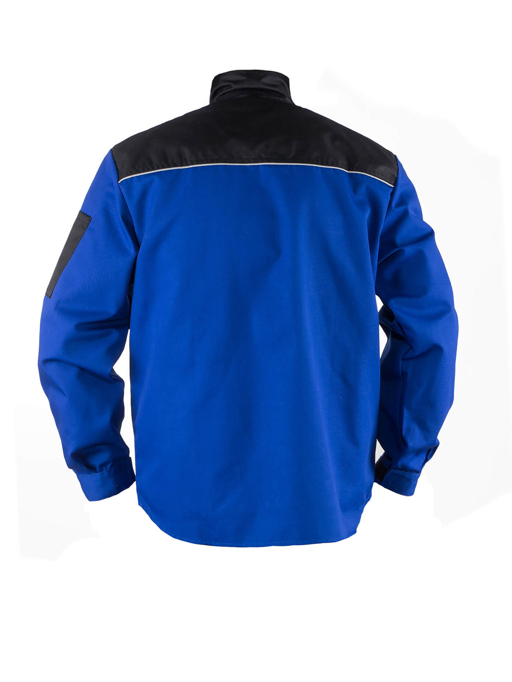 TMG Arbeitsjacke Herren, blau-schwarz, Rücken mit Kontraststreifen, hoher Kragen