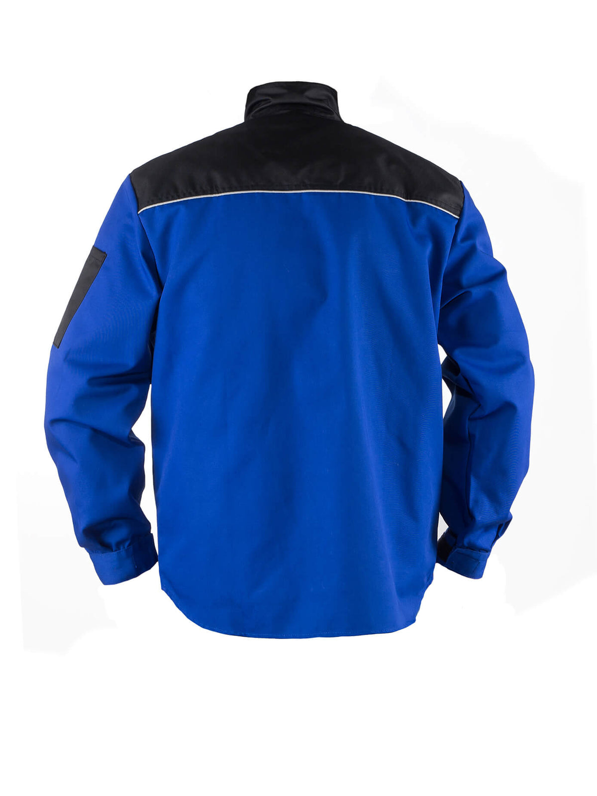 TMG Arbeitsjacke Herren, blau-schwarz, Rücken mit Kontraststreifen, hoher Kragen