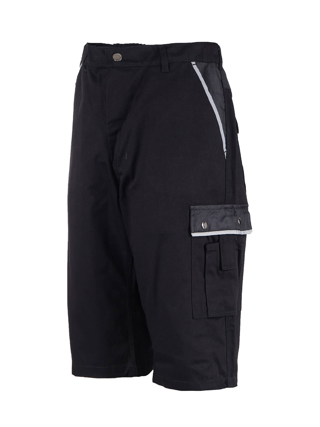 Herren-Arbeitscargoshorts schwarz mit Kontrast-Einsatz und seitlicher Beintasche