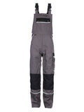 TMG Arbeitslatzhose Herren grau mit Reflexstreifen und Latz-Tasche