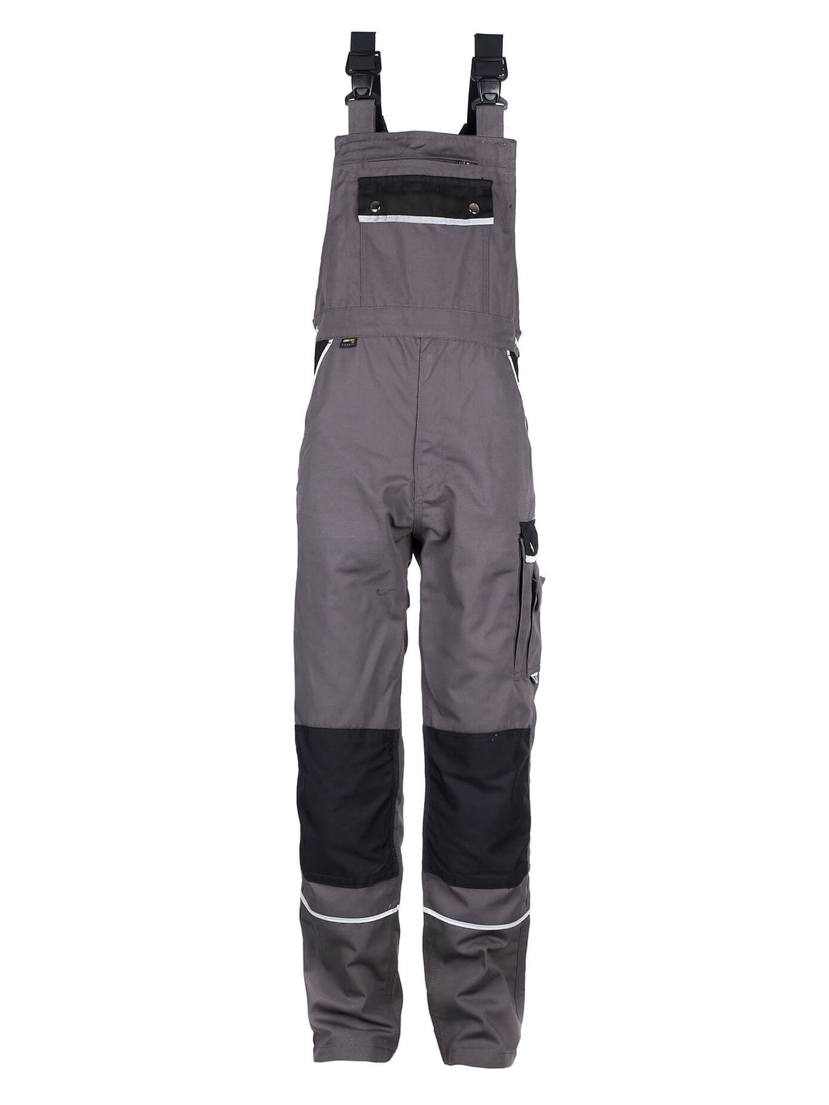 TMG Arbeitslatzhose Herren grau mit Reflexstreifen und Latz-Tasche