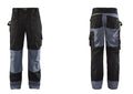 Arbeitshose mit Cargotaschen, schwarz mit blauem Kniebereich