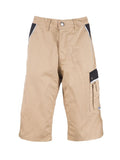 Arbeitsshort für Herren in Beige mit schwarzen Einsätzen und Cargo-Taschen