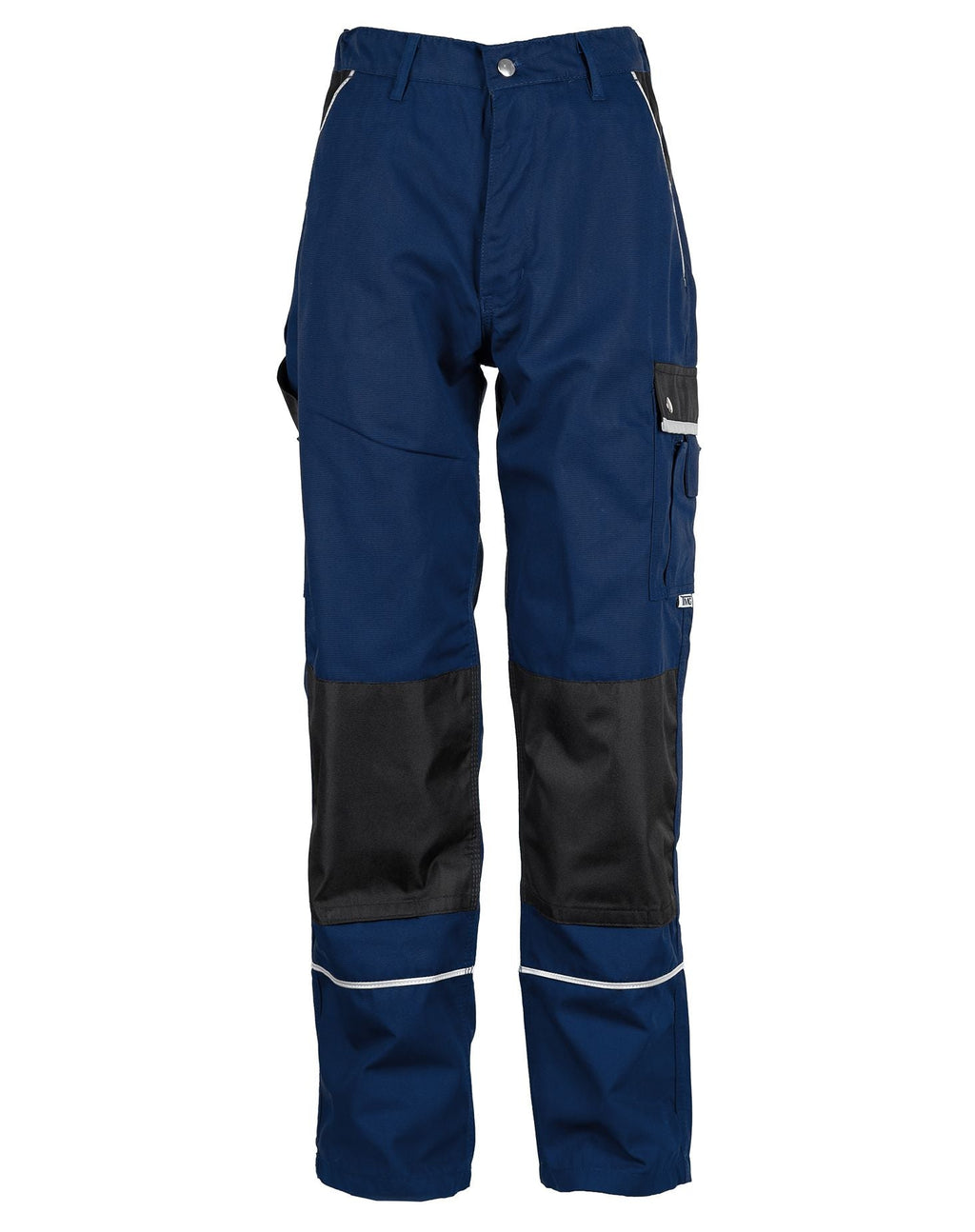 Herren Arbeitshose mit Bund, marineblau und schwarzem Bein, mit Reflektorstreifen